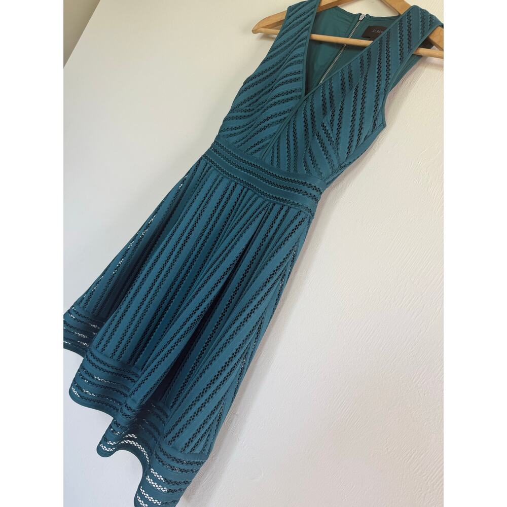J CREW emerald green v neck crochet eyelet striped sleeveless summer dress - Picture 3 of 7